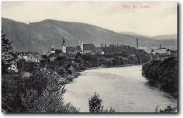 Dieses Bild aus dem Jahre 1903 zeigt direkt den Blick von der Lambertikirche Richtung Stift Göss